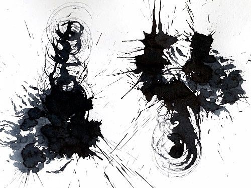 Asemic Writing mit Tusche