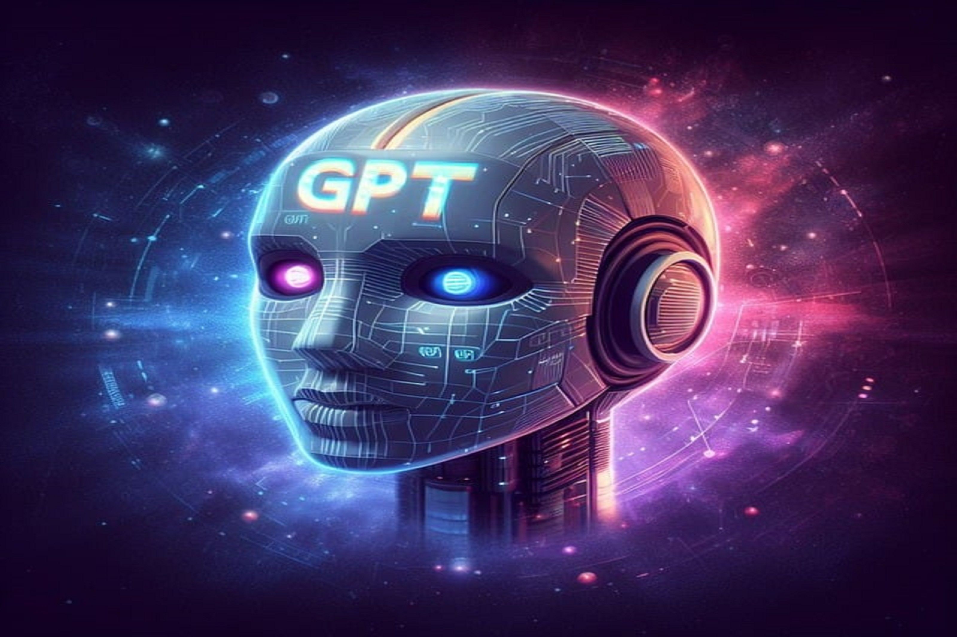 Roboterkopf auf dessen Stirn GPT steht