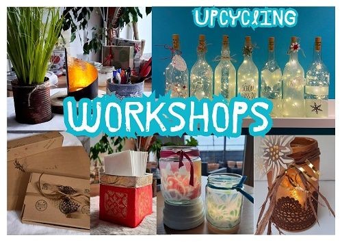 verschiedene Flaschen und Gl&auml;ser Upcycling Workshop