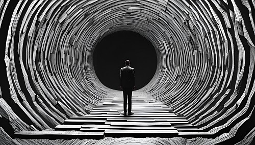schwarz-wei&szlig; Bild, Mann im Tunnel