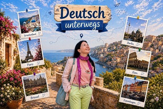 Eine Frau in der sch&ouml;nen Landschaft