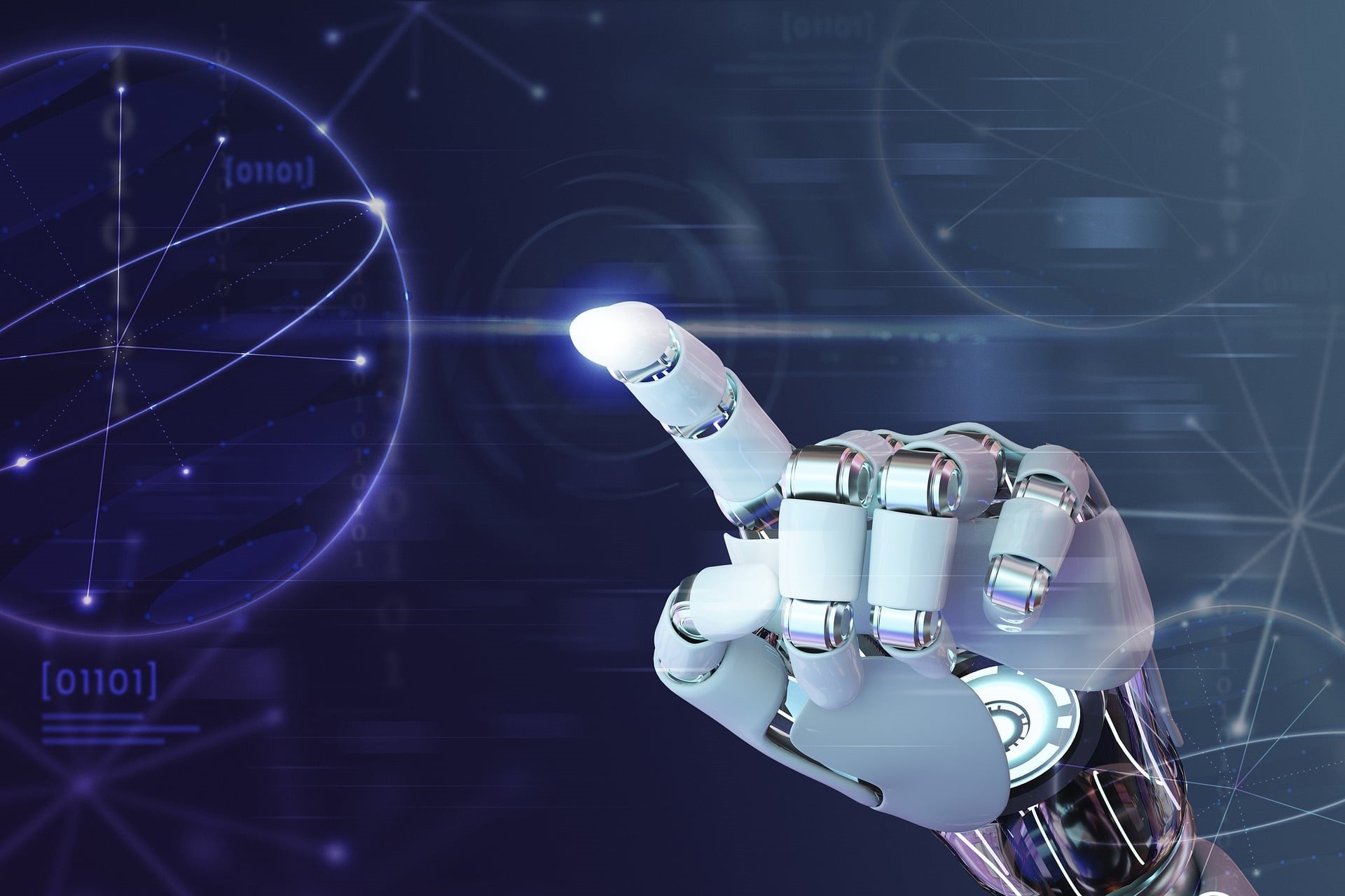 Roboterhand hebt Finger