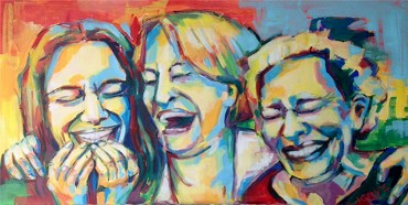 Acrylbild lachende Frauen